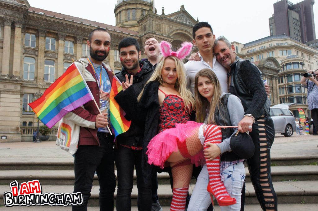 Andreas Stelly joins revellers outside the Council House in Victoria Square during Birmingham Pride last year (Photograph: Adam Yosef)