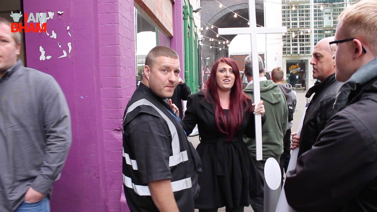 Jayda Fransen and her Britain First entourage of five were asked by security staff to leave the Custard Factory premises after trespassing on private property