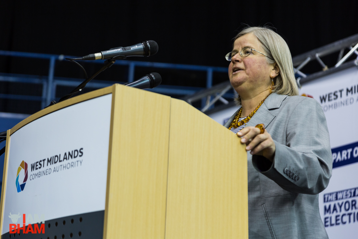Labour's Liz Clements delivers a speech following her Hall Green by-election win