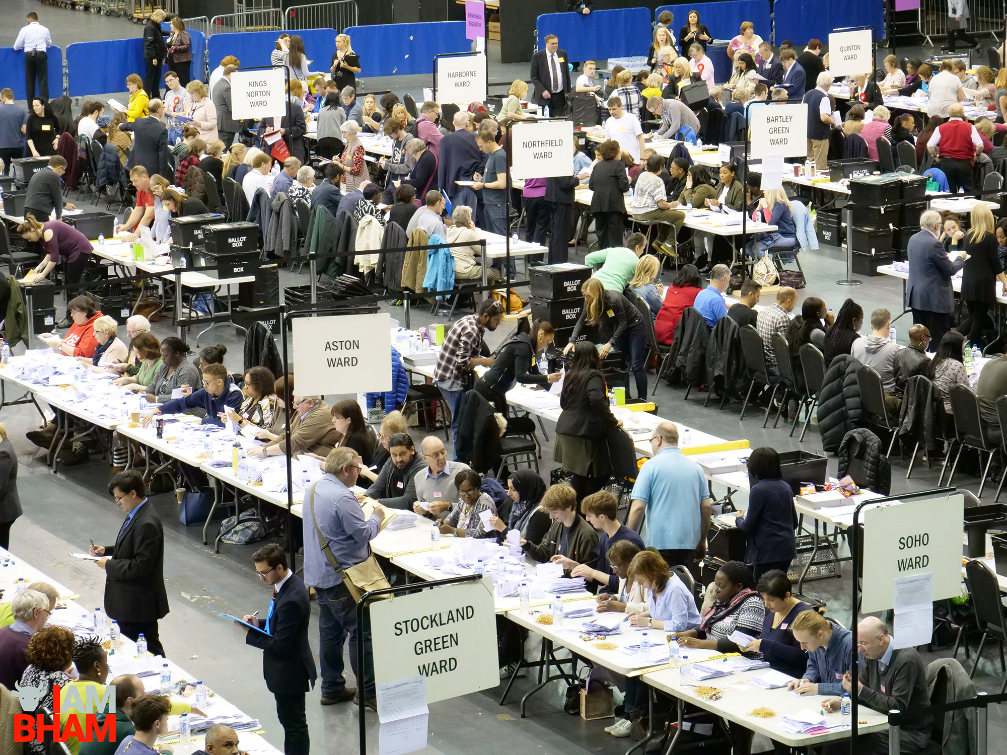 The West Midlands Mayoral Election vote count gets underway at the Barclaycard Arena in Birmingham