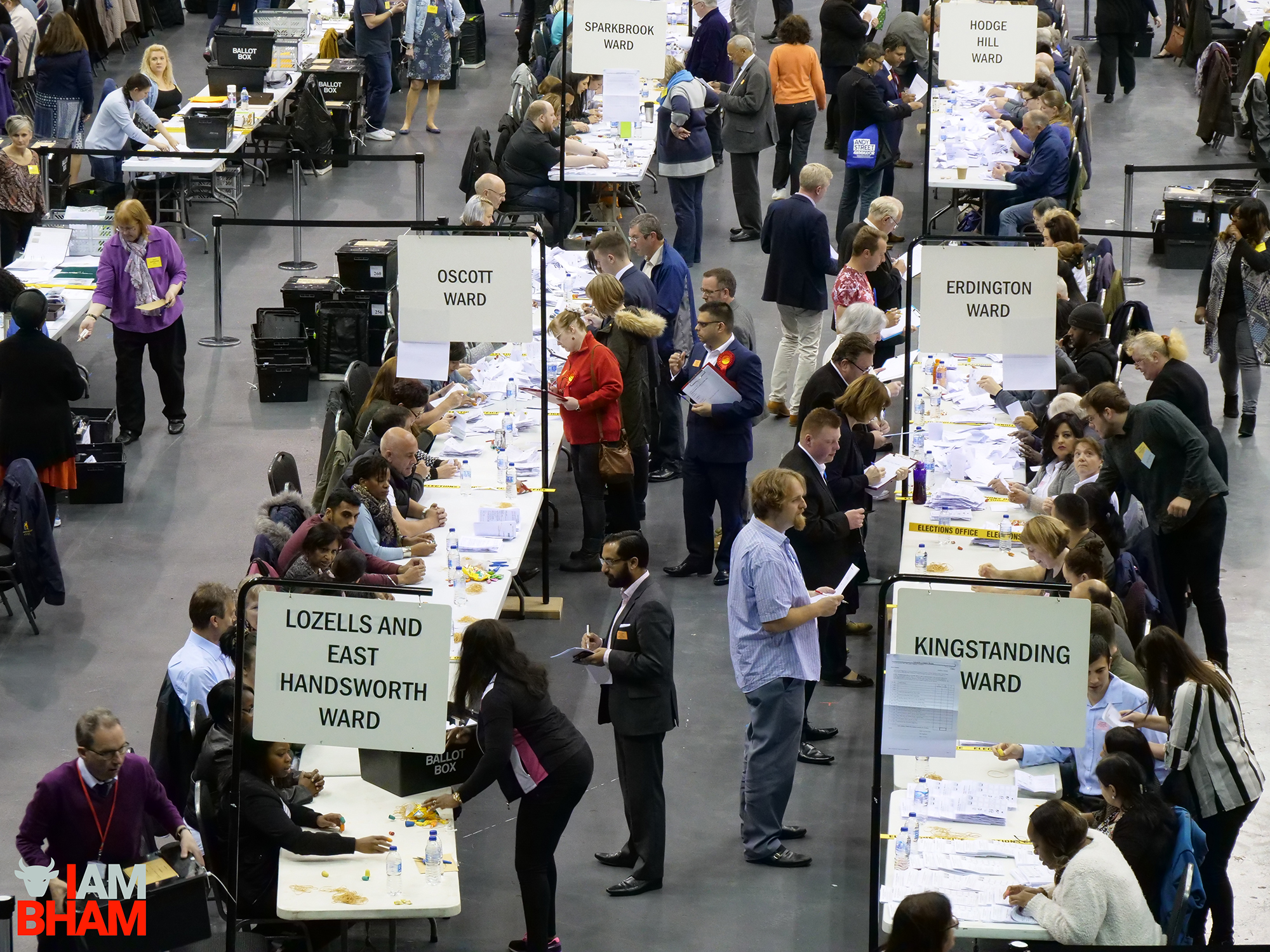 The West Midlands Mayoral Election vote count gets underway at the Barclaycard Arena in Birmingham