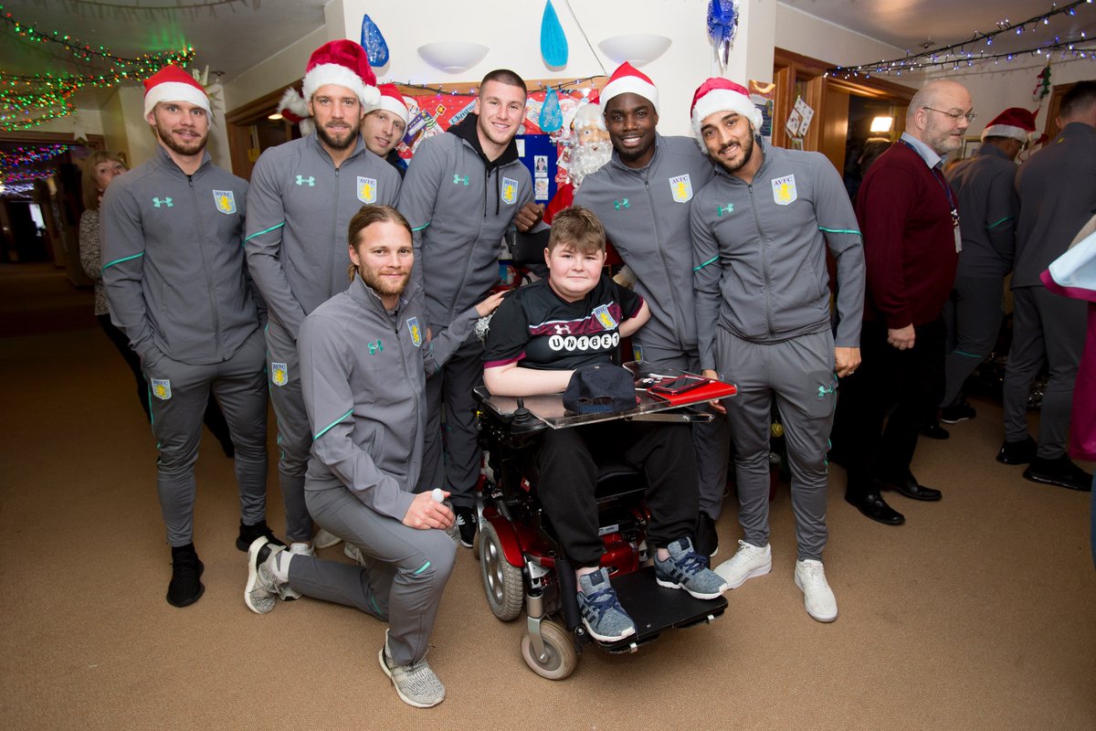 Aston Villa players visiting children at Acorn's Hospice