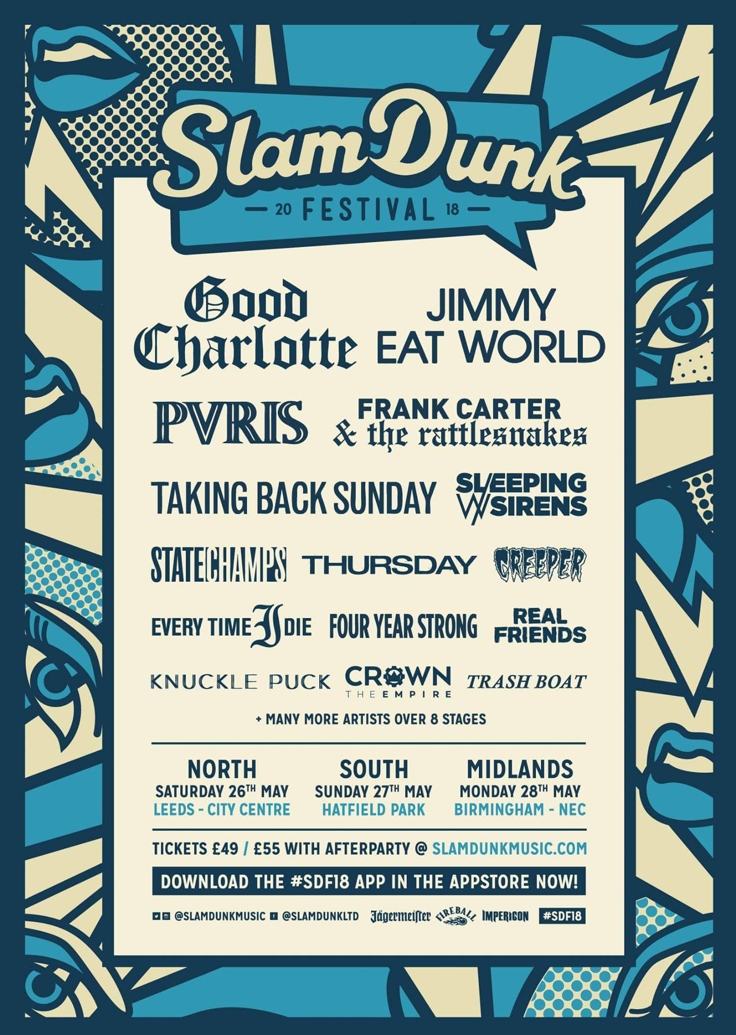 The current line-up for the 2018 Slam Dunk Festival
