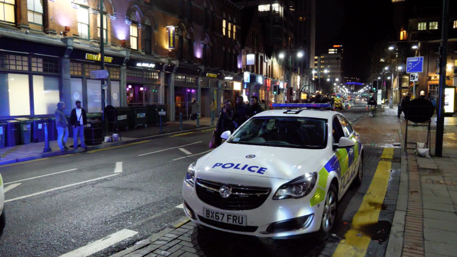 Broad Street was partly cordoned off following an "explosion" at the Birmingham REP Theatre