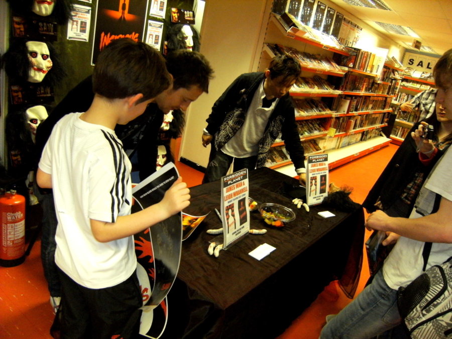 Leigh Whannell and James Wan sign autographs at the Forbidden Planet store in Birmingham