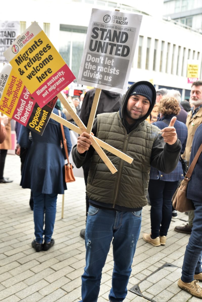 Birmingham Stand Up To Racism counter protest against FLA march and demonstration in March 2018