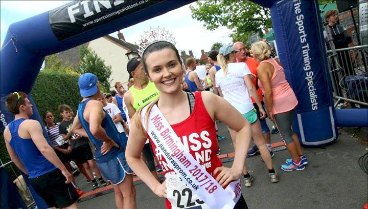 Miss Birmingham Niamh Conway after running the Shenstone 10k Run for charity last July