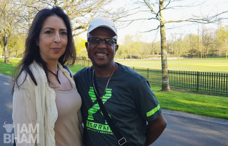 Aysha (left) with Trevor 'Gatecrash Sounds' McIntosh, the founder of UK Legends of Legends, at Handsworth Park in Birmingham