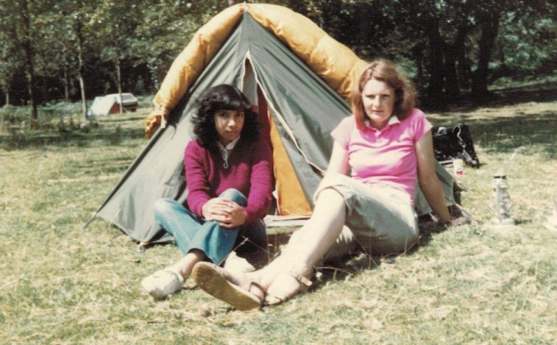 Saathi House team members from the 1970s and 1980s Nelly (left) and Liz (right) on a camping trip for local young residents 