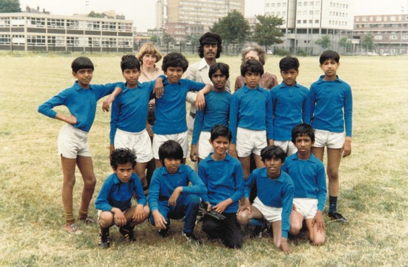 An archive photo showing a youth football team representing Saathi House in Aston, Birmingham 