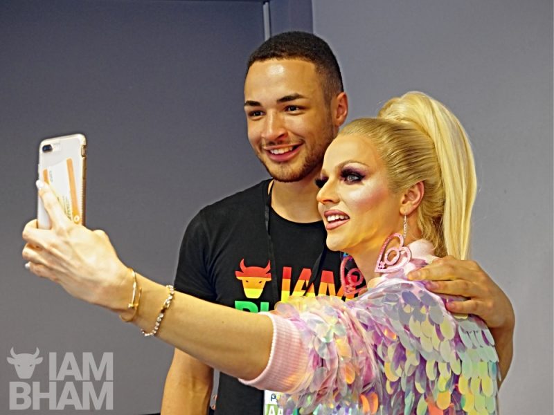 Courtney Act takes a selfie with I Am Birmingham journalist and presenter Joshua Williams