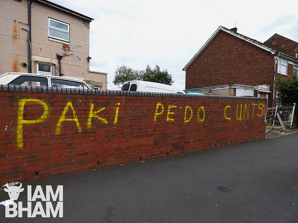 Sickening racist graffiti daubed in predominantly Muslim neighbourhood in Birmingham