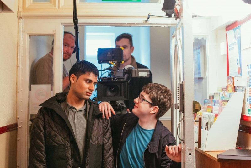 Antonio Aakeel filming on set with Eaten by Lions co-star Jack Carroll