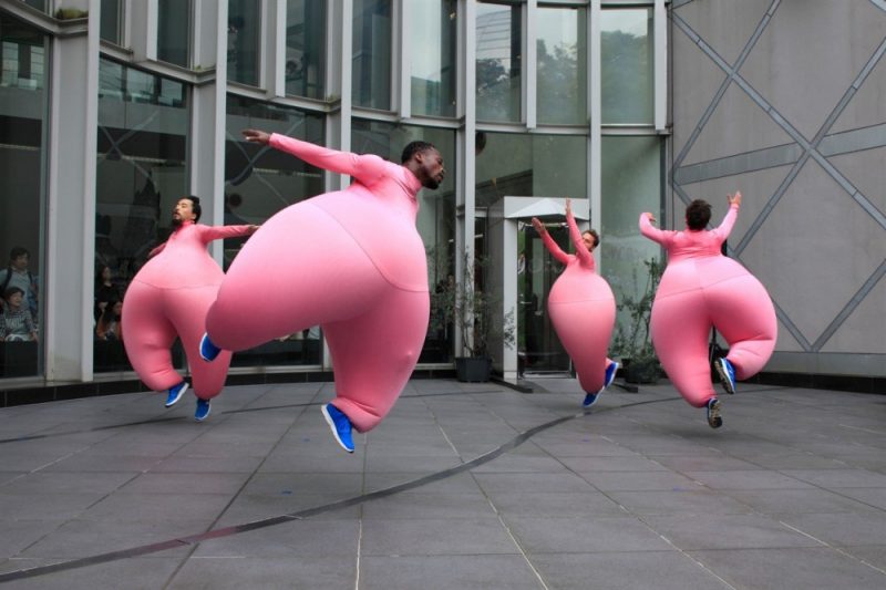 Cie Didier Théron performed in pink suits at the Birmingham Dance Festival 2018