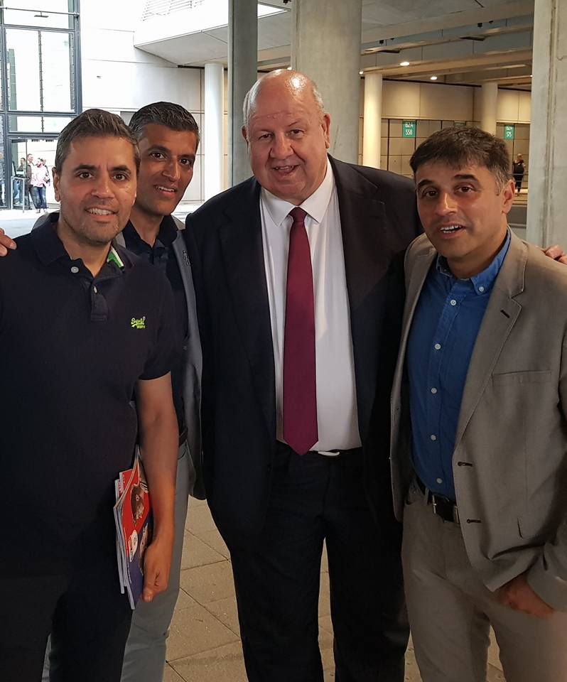 Chief Executive Keith Wyness (centre) with I Am Birmingham journalist Vimal Korpal (left) at Aston Villa football club
