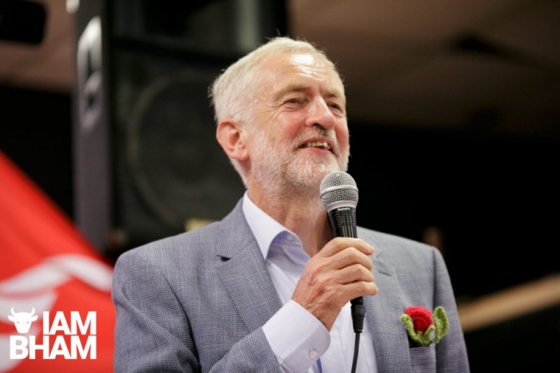 Jeremy Corbyn addresses a crowd at Walsall Beeches Club in Walsall North on Monday 13th August 2018. Photo: Denise Maxwell / Lensi Photography