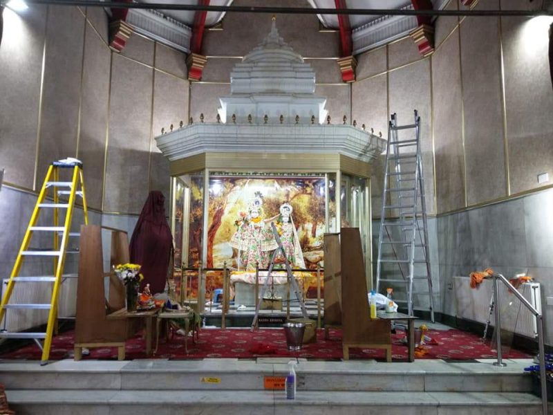 Preparations are underway with cleaning and decoration at the Shree Geeta Bhavan Mandir