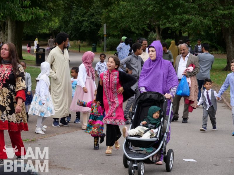 'Celebrate Eid' Eid al-Adha prayers and celebrations in Small Heath Park in Birmingham on Tuesday 21st August 2018.