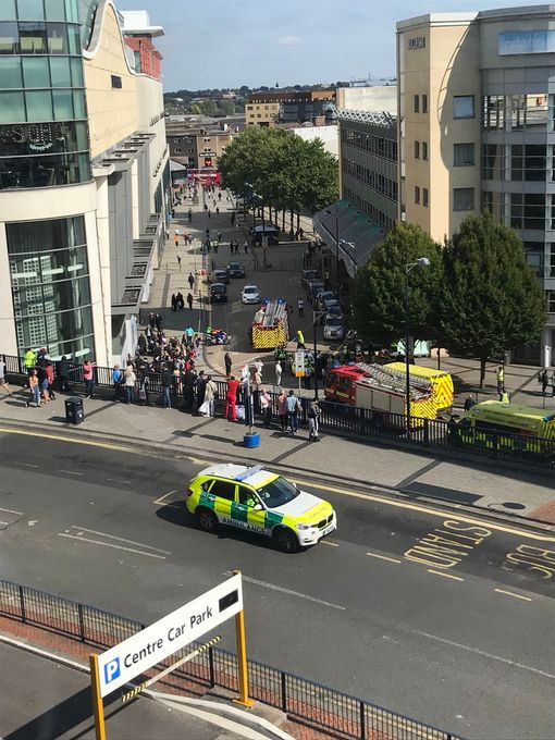 The scene outside the Bullring in Birmingham following the collssion