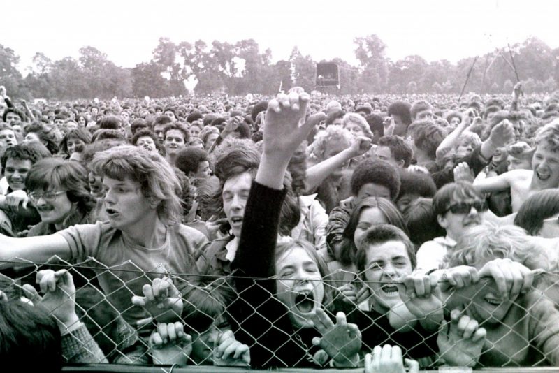 This photograph of the front row action at Alexandra Park by John Sturrock is part of the Northern Carnival Against the Nazis: 40th Anniversary project 