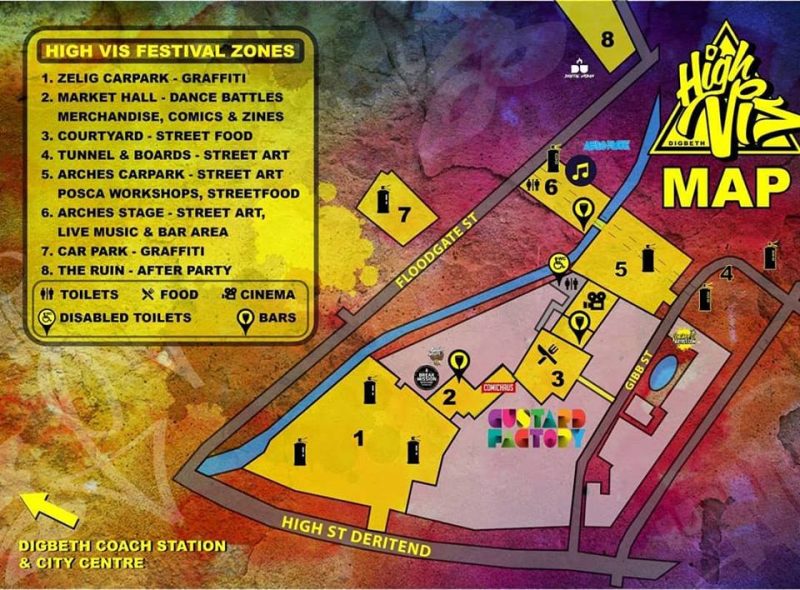 A map of High Vis Fest who, what and where for 2018