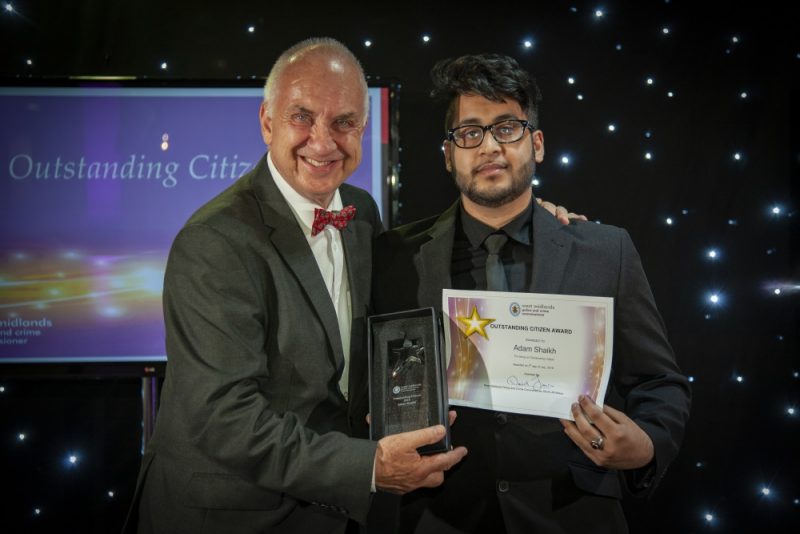 West Midlands Police and Crime Commissioner David Jamieson with Adam Shaikh