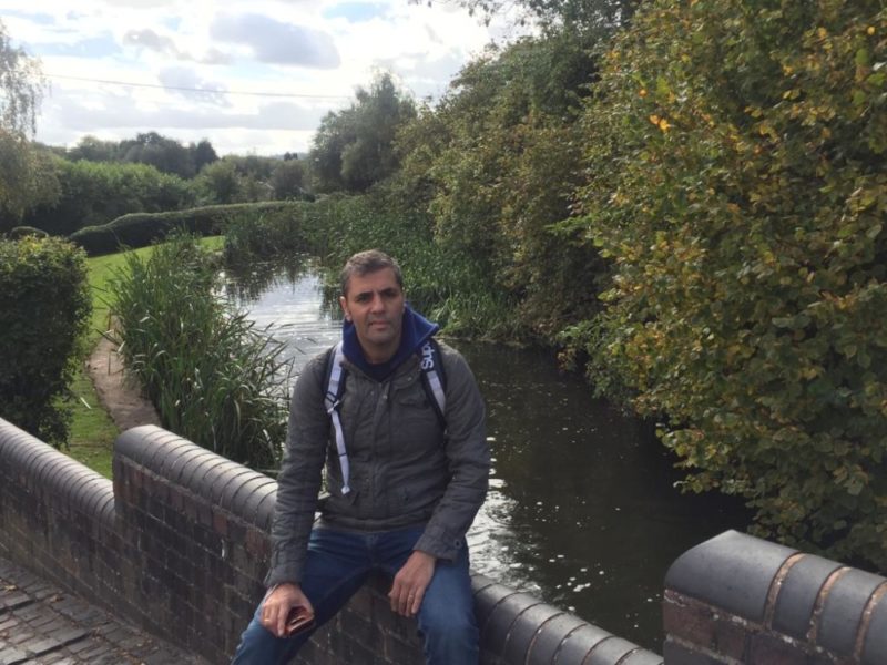 Vimal Korpal having a much-earned rest after a 5.5. mile walk along the South Staffordshire Circular Railway Walk