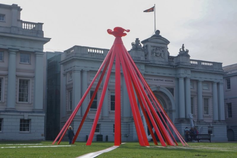 The centre-point of the new 'Thank You' art installation is the National Maritime Museum in Greenwich