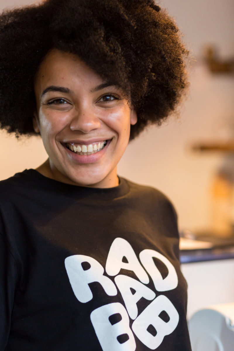 Isobel modelling Birmingham-based ethical clothing brand Rad Bab