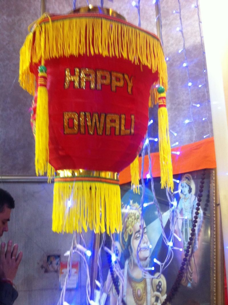 'Happy Diwali' decorations ahead of the festival celebrated by Hindus, Sikhs, Buddhists and Jains