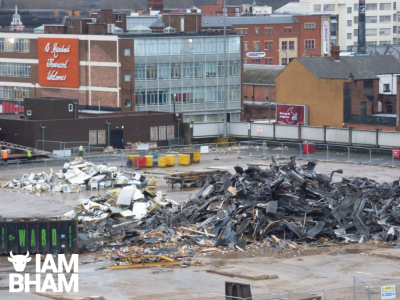View of the demolition of the old Birmingham Wholesale Markets looking towards Birmingham Coach Station