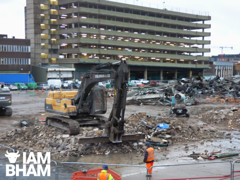 The site of the old Birmingham Wholesale Markets is being cleared away after demolition 