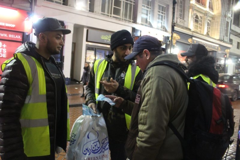 Volunteers from Green Lane Mosque carrying out outreach work on the streets of Birmingham