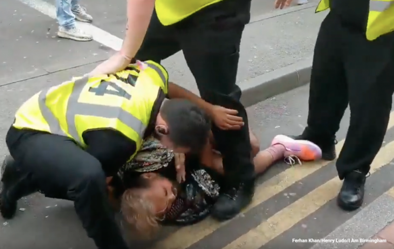 Ferhan Khan pinned to the ground by security staff at Birmingham Pride