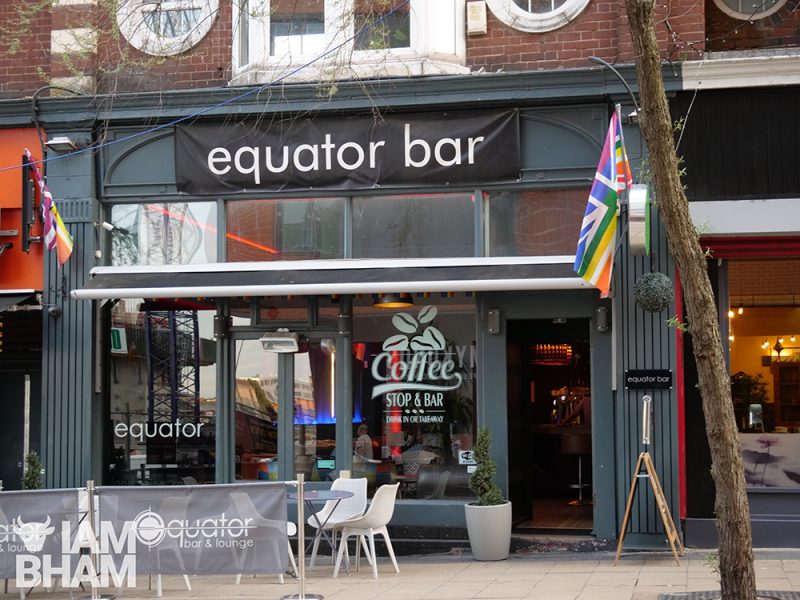 Gay Village venues, clubs and bars: Equator Bar in Hurst Street in Birmingham city centre on 22.05.19