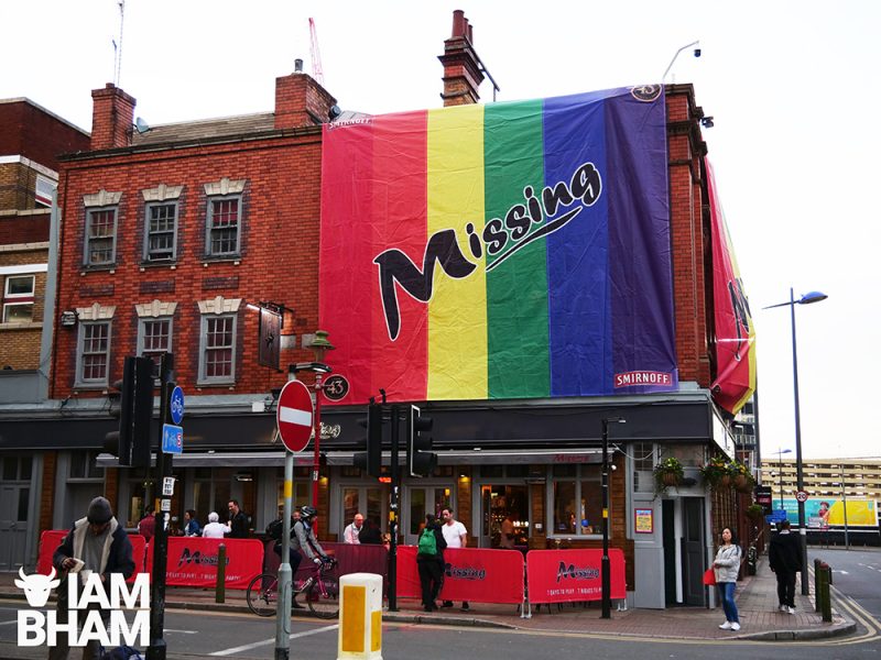 Gay Village venues, clubs and bars: Missing Bar in Hurst Street in Birmingham city centre on 22.05.19