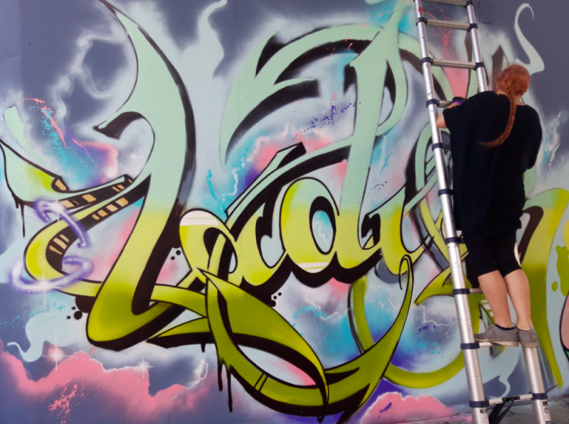 Visual street art graffiti at the B-Side Hip Hop Festival in Birmingham 