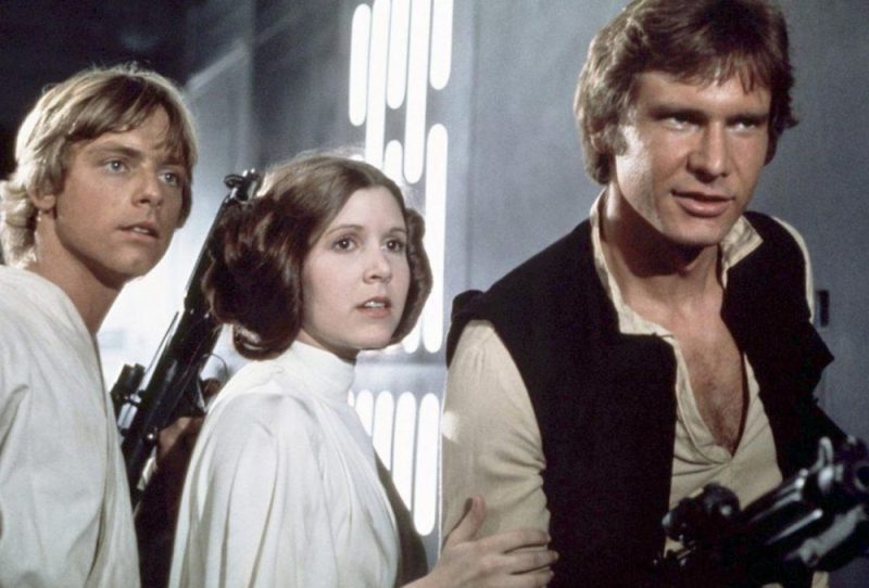 Star Wars film cast Mark Hamill and Carrie Fisher and Harrison Ford