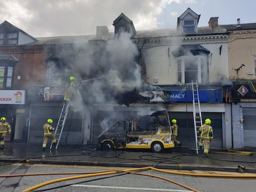 Ice cream van fire sets alight local high street store in Smethwick