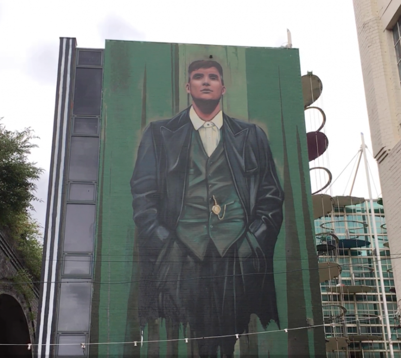 The Peaky Blinders artwork of character Thomas Shelby - played by Cillian Murphy - is now a 60ft mural in Digbeth 