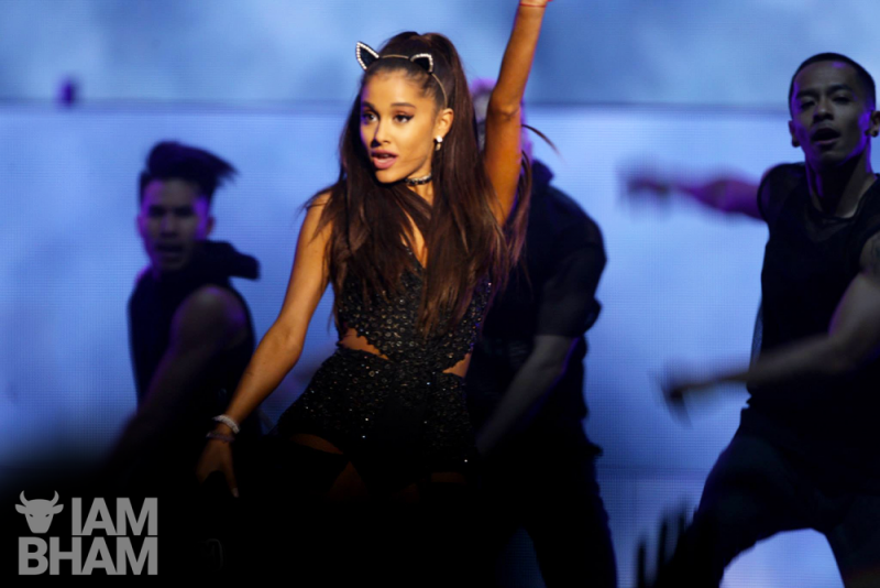 US singer Ariana Grande at a concert in Birmingham in 2015 