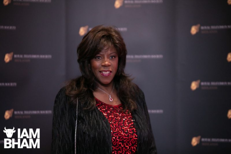 Stars on the red carpet at the Royal Television Society Midlands Awards, in Birmingham. UK. 29th November 2019 Musician and singer Jaki Graham 