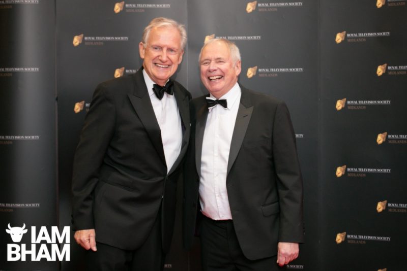 Stars on the red carpet at the Royal Television Society Midlands Awards, in Birmingham. UK. 29th November 2019 News presenters Bow Warman and Nick Owen 