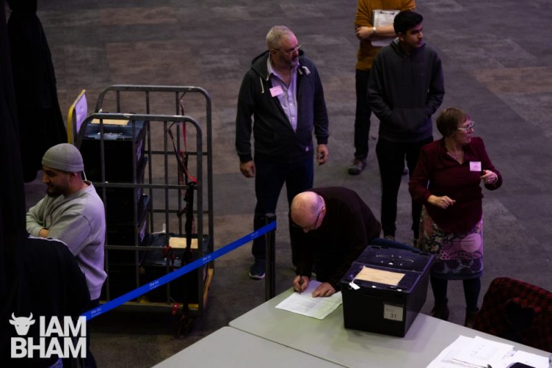 Ballot boxes begin arriving and being counted at the ICC in Birmingham