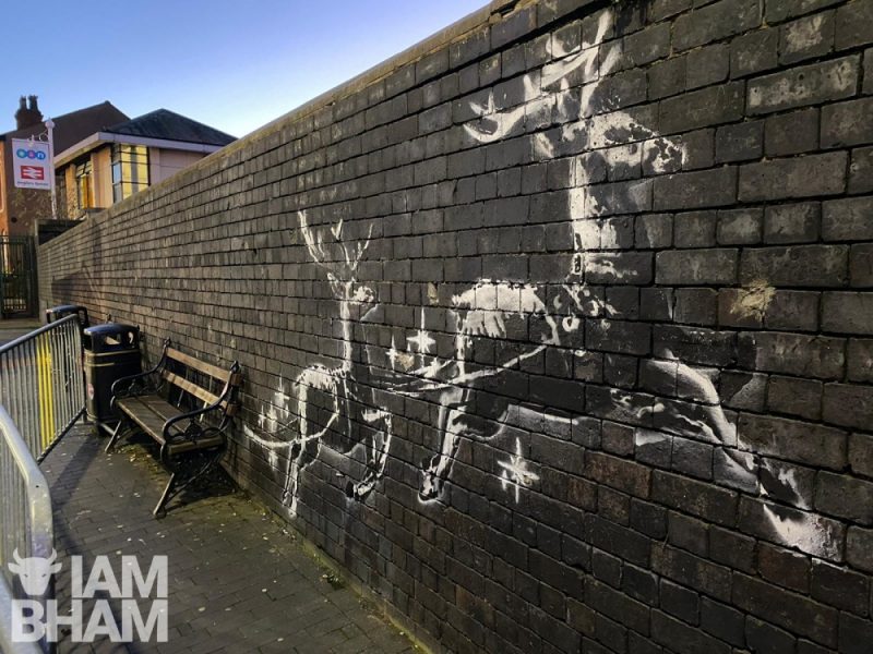 A Christmas artwork by famous artist Banksy has appeared in Birmingham to highlight homelessness