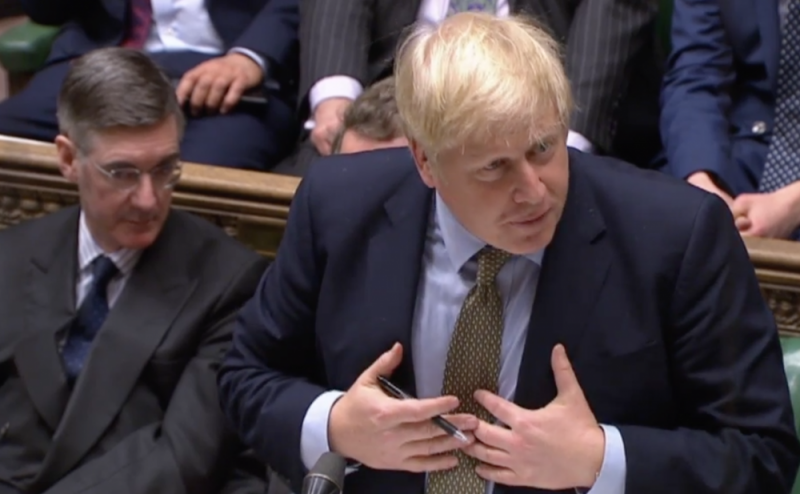 Boris Johnson at Prime Minister's Questions in Parliament earlier today (January 8)