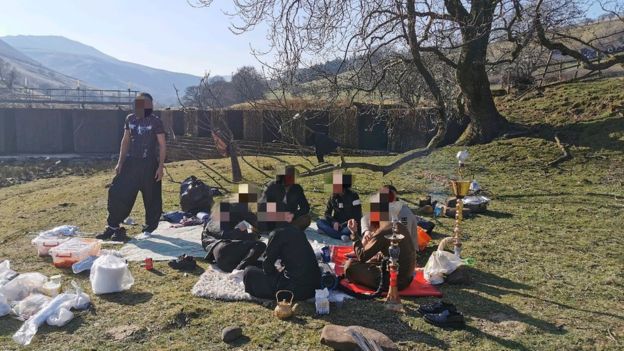 Derbyshire Police also found a separate group of people enjoying a picnic and shisha 