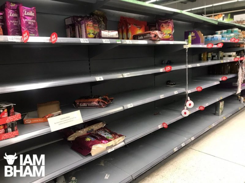 Empty shelves in a Birmingham supermarket recently, following panic buying due to coronavirus fears