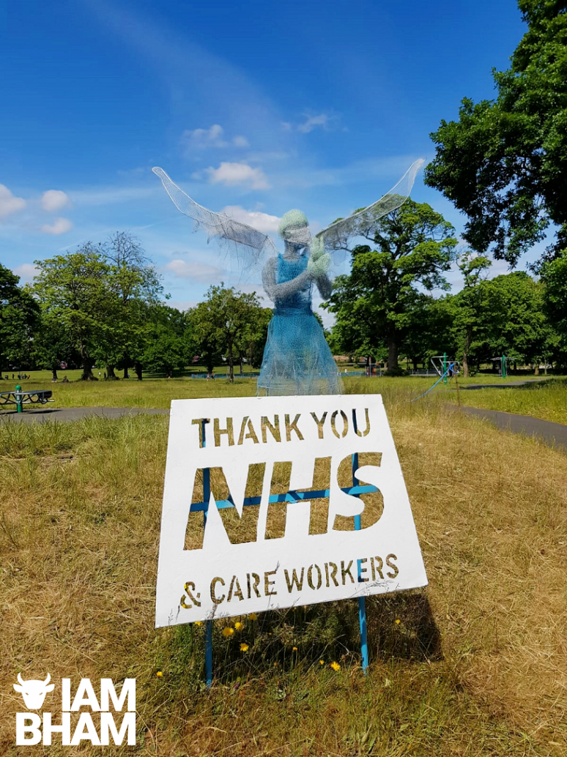 The beautiful sculpture to the NHS and care workers is in Lightwoods Park