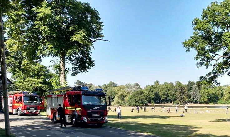 Firefighters clear up after crowds leave Cannon Hill Park looking like a rubbish tip
